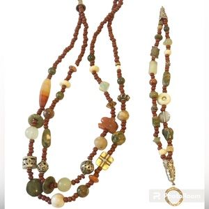 MATCHING SET NECKLACE BRACELET BEADED DOUBLE STRAND
